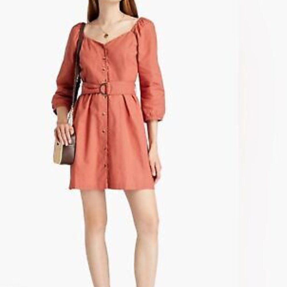 NWT ba&sh Cyrielle Puff-Sleeve Button-Front Dress